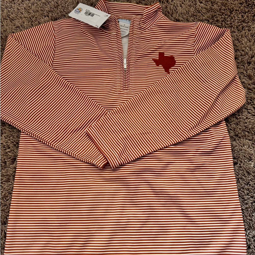 Striped Quarter-Zip Pullover with Texas Patch